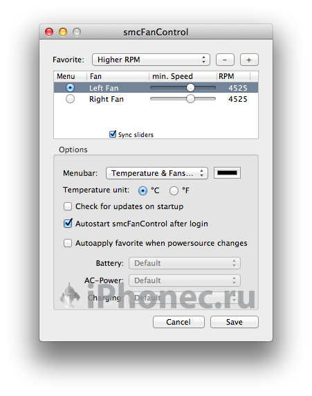Программа smcFanControl для Mac OS и MacBook